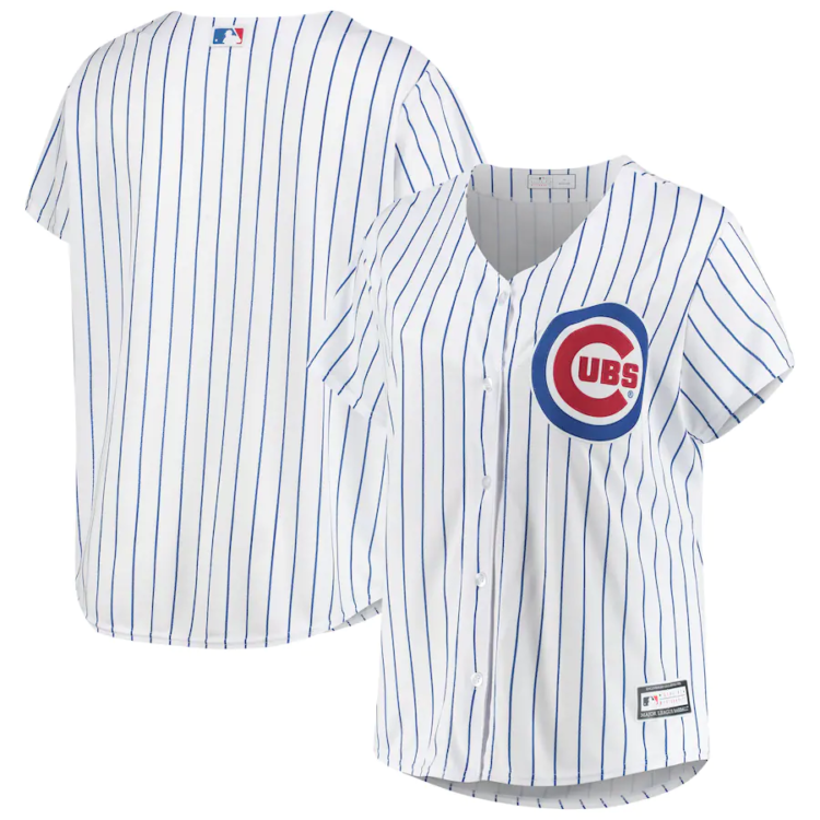 Plus Size Chicago Cubs Jersey - White Pinstripe