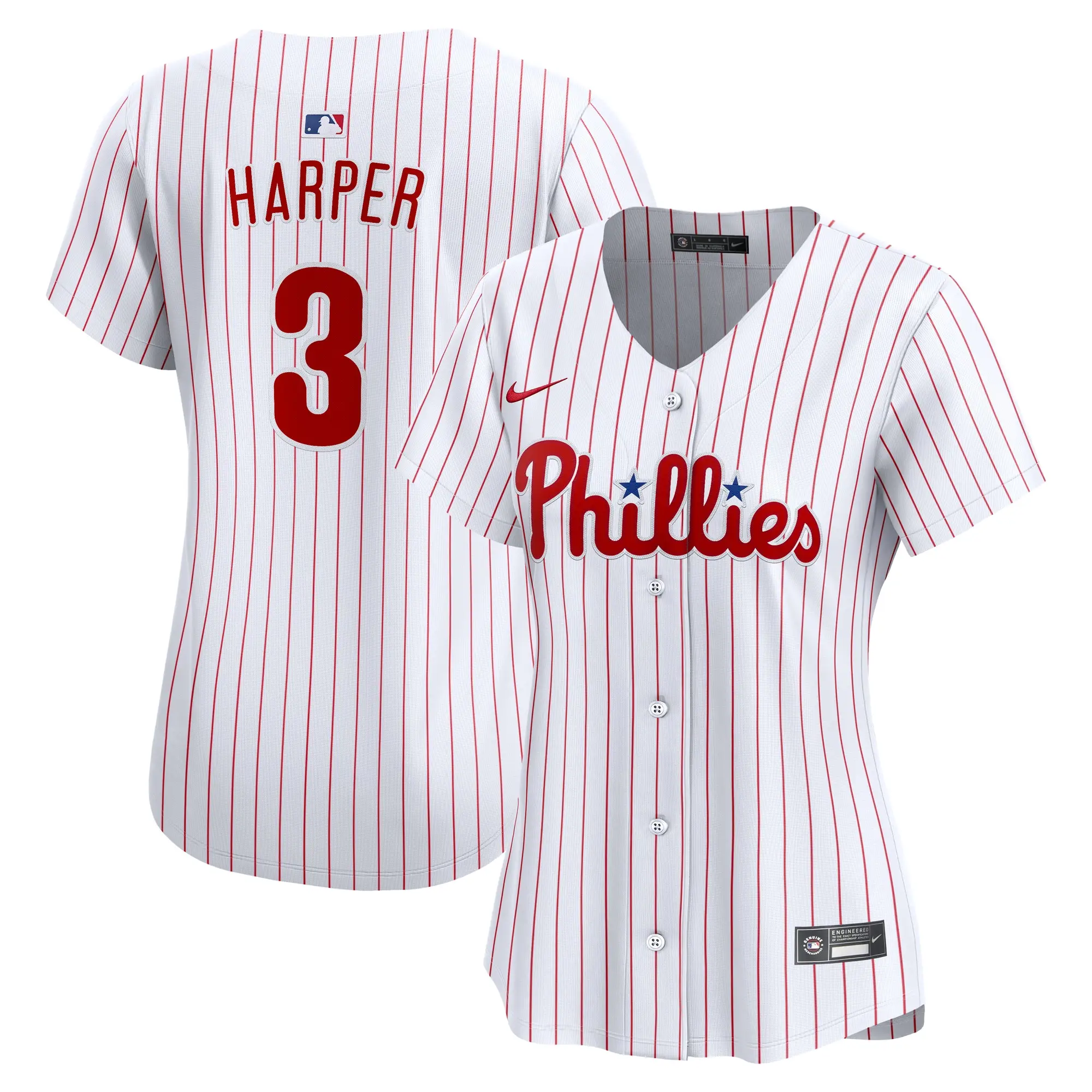 Women's Bryce Harper Phillies White Pinstripe Jersey by Nike